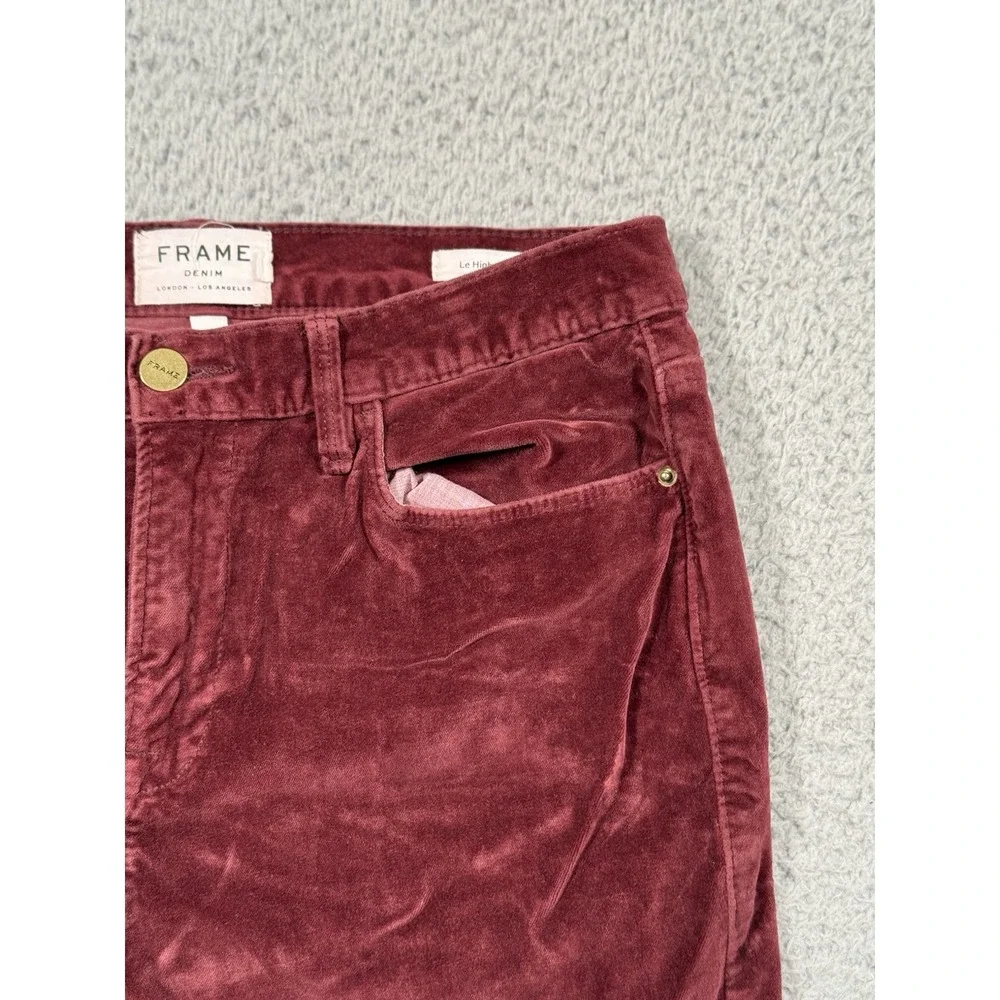 Frame Pants Womens 29 Red Le High Rise Skinny Velvet Pinot Ankle Mid‎ Rise Crop - Picture 8 of 15